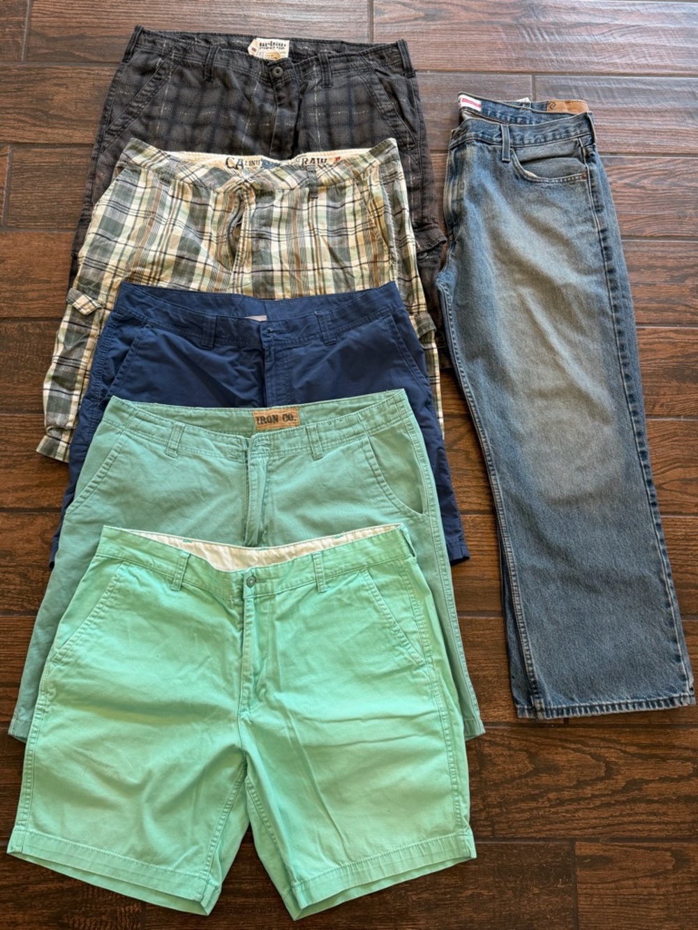 Assorted Men's 6 Shorts & Jeans - Mint, Teal, Navy, Plaid, Black, Denim size 38